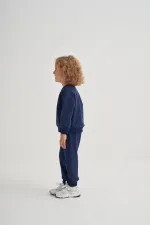 Basic Baskılı Eşofman Takım 2-7 Yaş Lacivert