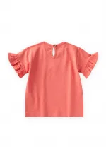 Aplikeli T-Shirt 2-8 Yaş Mercan