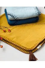 Serviette triangulaire en mousseline double épaisseur faite main (lavée) 75 x 75 cm Vert menthe