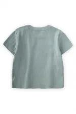 Basic Fitilli T-Shırt 0-12 Ay Mint Yeşili
