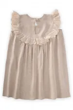 Robadan Dantelli Keten Bluz 2-7 Yaş Naturel