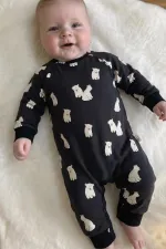 Baskılı Tulum 0-3 Yaş Antrasit