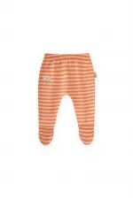 Culotte bébé à pieds 0-6 mois, rayures pêche poudrées