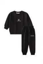 Basic Baskılı Eşofman Takım 2-7 Yaş Siyah