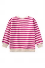 Balıksırtı Çizgili Triko Sweatshirt 2-10 Yaş Fuşya