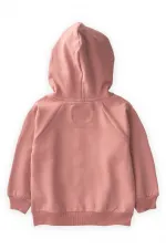 Hooded Zippered Cardigan 1-14 Years Old Dusty Rose