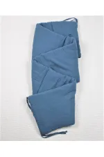Ensemble de coussins de protection en mousseline pour lit bébé (lavés) 32 x 180 cm +/- 2 cm Bleu indigo