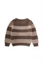 Pull rayé Selanik en maille, couleur vison, pour enfants de 2 à 8 ans