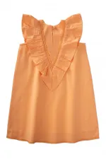 Etek Ucu Ve Arkası Dantelli Elbise 2-7 Yaş Kavuniçi