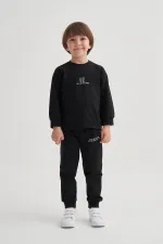 Basic Baskılı Eşofman Takım 2-7 Yaş Siyah