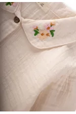 Nakışlı Müslin Gömlek 2-8 Yaş Naturel
