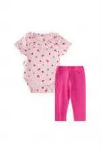 Baby Collar Ribbed Bodysuit Set 0-3 Years Strawberry Pattern