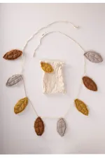 Bannière en mousseline à feuilles de noyer pour chambre d'enfant, jaune moutarde