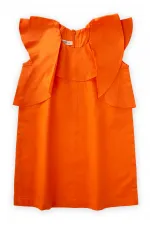 Robe en popeline à volants, 2-7 ans, orange