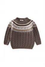 Desenli Triko Kazak 2-8 Yaş Vizon