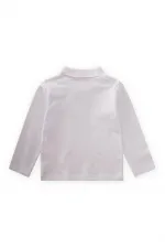 T-shirt à manches longues et col polo, blanc cassé, pour enfants de 2 à 14 ans