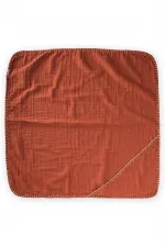 Çift Kat El İşi Müslin Üçgen Havlu (Yıkanmıştır) 75X75 cm Rust
