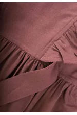 Yanları Bağcıklı Keten elbise 2-7 Yaş Mürdüm