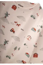 Desenli Mevsimlik Pijama Takım 1-7 Yaş Çiftlik Desen