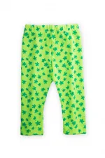 Leggings fluo saisonniers pour filles, motif floral vert, 0-5 ans