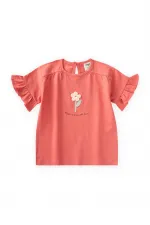 Aplikeli T-Shirt 2-8 Yaş Mercan