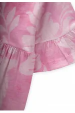 Robe rose à manches à volants et motifs pour enfants de 1 à 7 ans