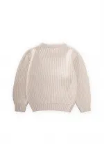 Pull Selanik à col rond en maille, couleur écru, 2-8 ans