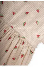 Patterned Corduroy Tunic Set 1-8 Years Old Beige