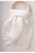 Anneau de dentition en mousseline de bois écru