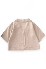 Keten Kalın Taba Dikişli Ceket 2-7 Yaş Naturel