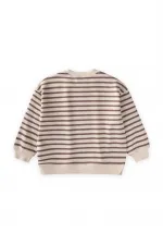 Çizgili Karyoka Detaylı Mevsimlik Sweatshirt  2-12 Yaş Vizon