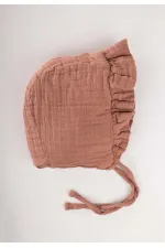 Muslim Baby Hat with Tie and Ruffle 0-2 Years Brown