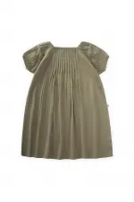 Robe en lin côtelé kaki vert pour enfants de 2 à 7 ans
