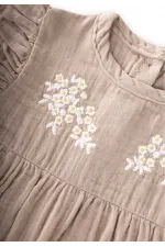 Daisy Embroidered Romper, 0-3 Years Old, Mink