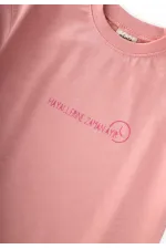 Slogan Baskılı T-Shirt 2-10 Yaş Pembe