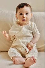 Organic Kruvaze Müslin Tulum 0-9 Ay Naturel