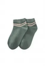 Chaussettes bottines rayées brutes pour enfants de 5 à 12 ans, vert amande