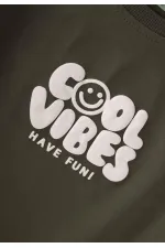 Cool Vibes Baskılı Takım 2-7 Yaş Haki Yeşil
