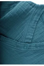 Organic Kruvaze Müslin Tulum 0-9 Ay Turkuaz