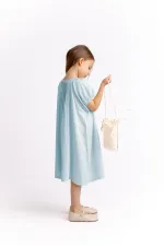 Ribbed Linen Dress 2-7 Years Old Blue