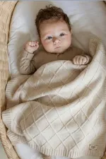 Couverture tricotée 80 x 100 cm naturelle