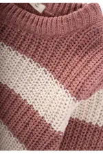 Selanik Çizgili Triko Kazak 2-8 Yaş Gül Kurusu