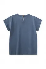 Calm Mood Baskılı T-Shırt 3-8 Yaş İndigo Mavi