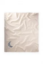 Couverture naturelle à motif lune 90x100 cm, imprimé indigo