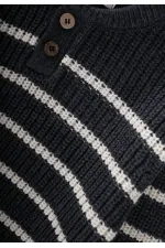 Çizgili Triko Kazak 2-8 Yaş Antrasit