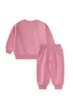 Cherry Printed Sweatshirt Set for 2-10 Years Old Pink