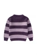 Thessaloniki Striped Knit Sweater, Ages 2-8, Purple