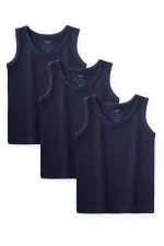 Ensemble de trois pièces pour garçon (2-9 ans), bleu marine, comprenant un body et un maillot de corps.