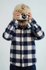 Oduncu Gömleği 1-9 Yaş Lacivert Ekose