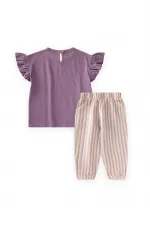 Ensemble pantalon et t-shirt en mousseline, 2-10 ans, violet